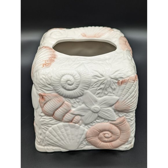 Vintage Sea Shells Ceramic Hand Painted Tissue Cover Decor Seaside Beach - Picture 5 of 15